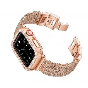 Tassel Elegant Chain Stainless Steel Apple watch band + Bling Bling bumper for Apple Watch Band for iWatch Series SE 10 9 8 7 6 5 4 3 2 1 for 38/40/41mm 42/44/45/49mm