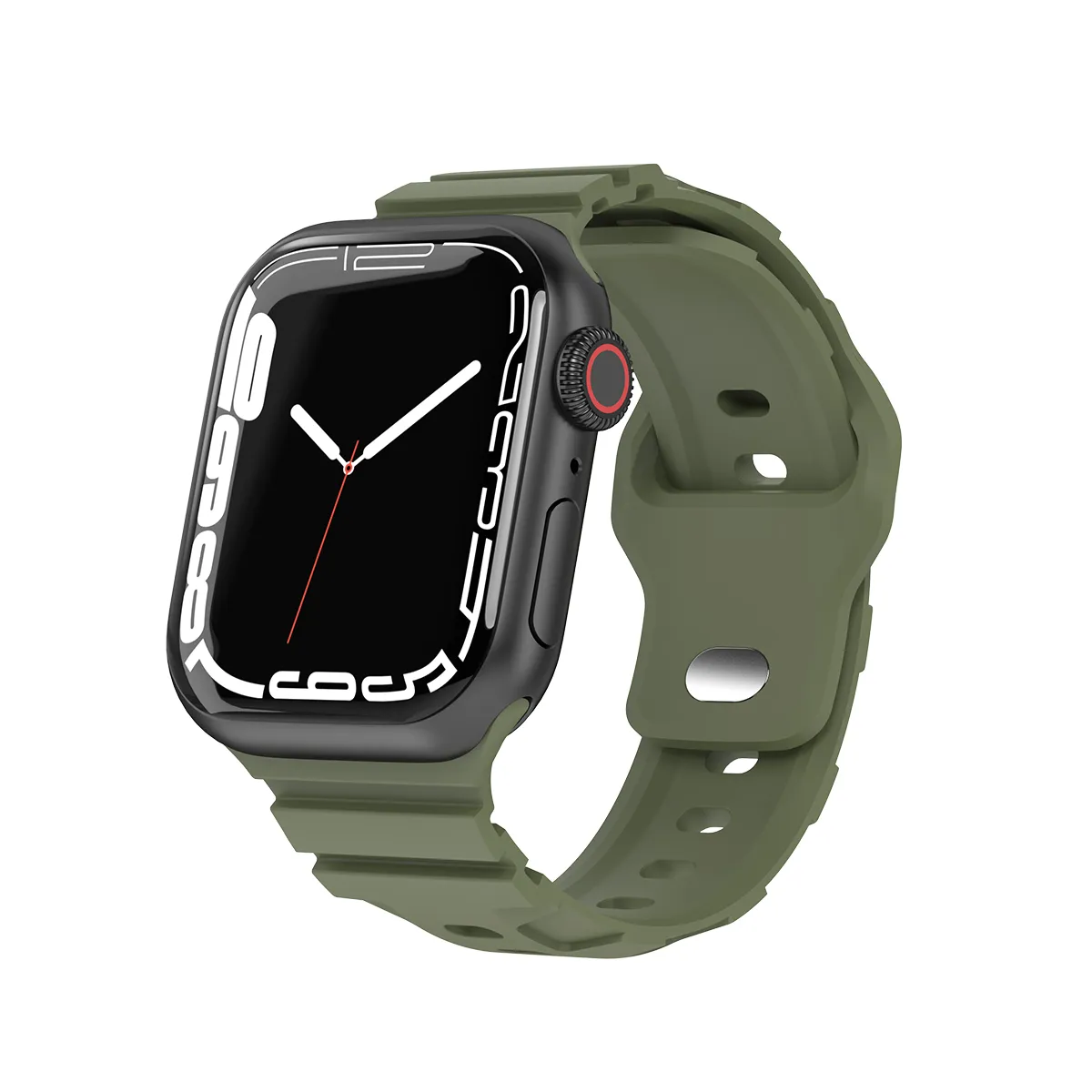 New Rugged Design Silicone Sport Wristbands Replacement Strap with Buckle for iWatch Series 10/9/8/7/6 5/4/3/2/1/SE/ULTRA1&2