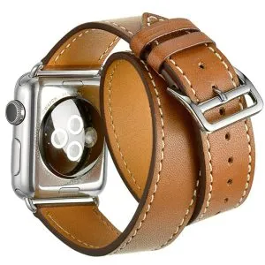 Double Tour Calf Leather Band for Apple Watch for   iWatch Series 10 9 8 7 6 5 4 3 2 1 SE 38mm 40mm 41mm/ 42mm 44mm 45mm