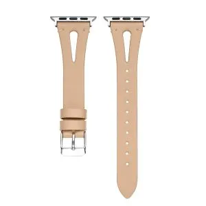 Cut-out Thin Calf Genuine Leather Band for Apple Watch for iWatch Series SE & Series 10 9 8 7 6 5 4 3 2 1 38mm 40mm 41mm/ 42mm 44mm 45mm