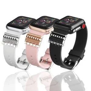 4 Pack Hardware Decoration Accessories for silicone or leather band for Apple watch, Samsung, Fitbit