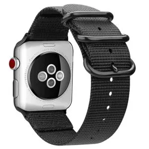 Durable Woven Fabric Nylon Apple Watch Band Wrist Strap with Dual Metal Buckle Compatible with iwatch Series10/9/8/7/6/5/4/3/2/1/SE Ultra