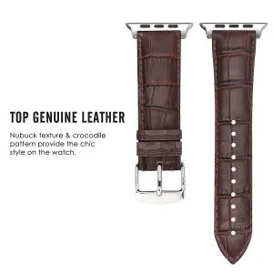 Classic Crocodile Pattern Genuine Leather Band Design Compatible with iWatch Series 10/9/8/7/6/5/4/3/2 /1/SE 38mm 40mm 41mm/ 42mm 44mm 45mm