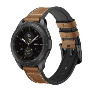 20mm Leather Silicone Bands Compatible with Samsung Galaxy Watch 46mm,Galaxy Watch 3 45mm,Gear S3 Frontier/Classic