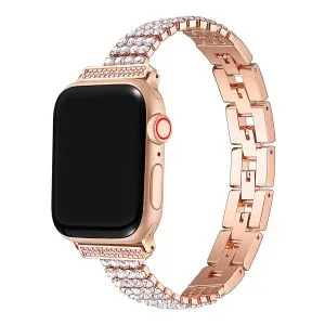 Skinny Full Stone Bling Metal Bracelet for Apple Watch Band for iWatch Series 10 9 8 7 6 5 4 3 2 1,Ultra,SE for38/40/41/42mm 42/44/45/46/49mm
