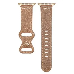 Bling Glitter Fashionable Genuine Leather Band with Nail Design Compatible with iWatch Series 10/9/8/7/6/5/4/3/2 /1/SE 38mm 40mm 41mm/ 42mm 44mm 45mm